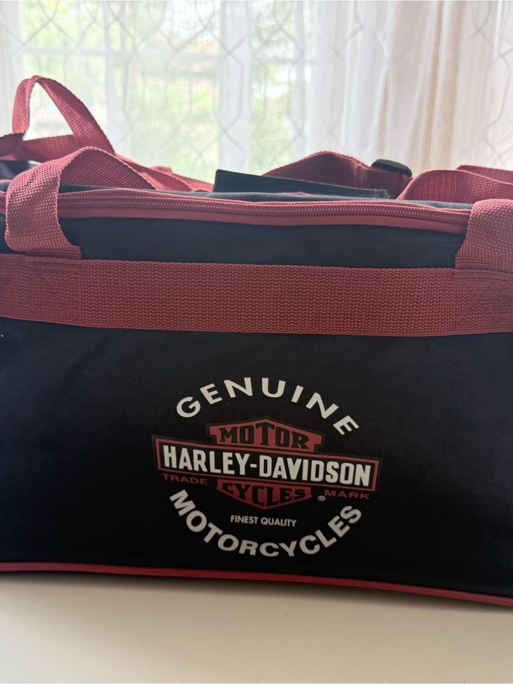 Harley-Davidson Black Duffel Bag with Red Accents